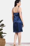 Zivame Silken Promises Woven Knee Length Nightdress - Blue Opal — thumbnail 4